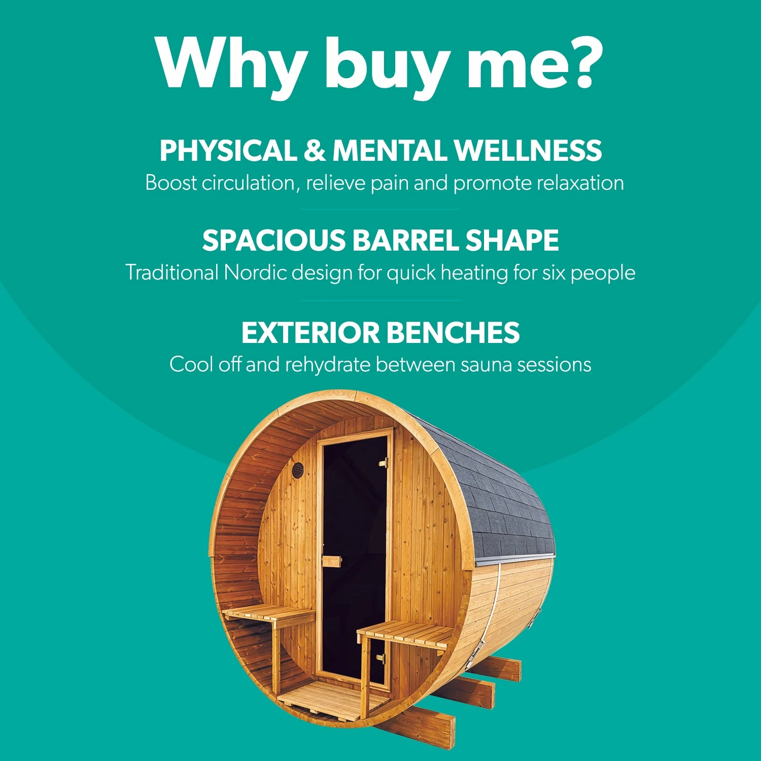 Hekla Barrel 250 - 6 Person Outdoor Sauna 2 Hekla Barrel 250 - 6 Person Outdoor Sauna - Image 2