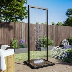 Zen Black Outdoor Shower With Wood Effect Base