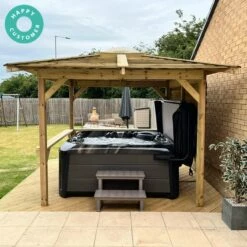 Outdoor Santorini - 5 Person Hot Tub With Gazebo Package -Lay-z spa Shop BellStamped2