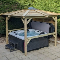 Brentano Wooden Hot Tub Gazebo With Tinted Dome Roof