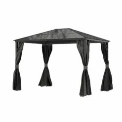 Fortrose 3x4m Black Metal Garden Gazebo With Grey Roof And Sides -Lay-z spa Shop FTR060 4 Supersize