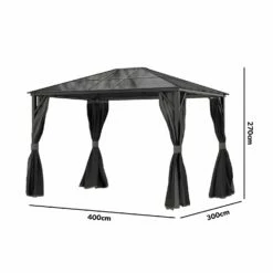 Fortrose 3x4m Black Metal Garden Gazebo With Grey Roof And Sides -Lay-z spa Shop FTR060 5 Supersize