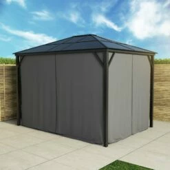 Fortrose 3x4m Black Metal Garden Gazebo With Grey Roof And Sides -Lay-z spa Shop FTR060 8 Supersize