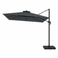 Como 3x3m Dark Grey Square Cantilever Garden Parasol With Base And Cover -Lay-z spa Shop FTR065 2 Supersize