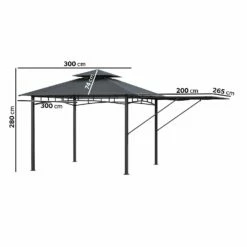 Fortrose 3x3m Black Metal BBQ Shelter Gazebo With Grey Canopy Roof And Retractable Side 13 Fortrose 3x3m Black Metal BBQ Shelter Gazebo With Grey Canopy Roof And Retractable Side -Lay-z spa Shop FTR106 5 Supersize