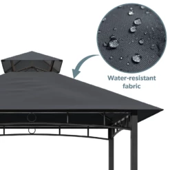 Fortrose 1.5x2.4m Black Metal BBQ Shelter Gazebo With Grey Canopy Roof -Lay-z spa Shop FTR108 3 Supersize