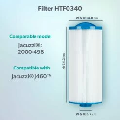 Jacuzzi® J460™ Large 40sq Ft Hot Tub Filter - 2000-498 -Lay-z spa Shop Model compatibility dims HTF0340