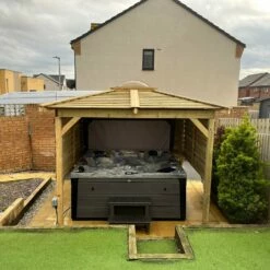 Brentano Wooden Hot Tub Gazebo With Tinted Dome Roof -Lay-z spa Shop OnyxTubwithBrentanoGazebo Lancaster2Square