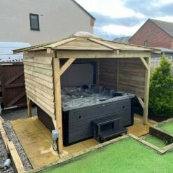 Brentano Wooden Hot Tub Gazebo With Tinted Dome Roof -Lay-z spa Shop OnyxTubwithBrentanoGazebo LancasterSquare