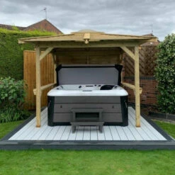 Brentano Wooden Hot Tub Gazebo With Tinted Dome Roof -Lay-z spa Shop OutdoorLookandBrentano2