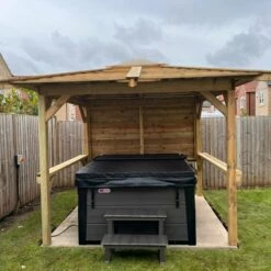 Brentano Wooden Hot Tub Gazebo With Tinted Dome Roof -Lay-z spa Shop OutdoorTopazPLATGREYwithBrentano2xbars1xside Linwood2Square d21af188 9132 4bf4 bed9 115f8b04d48c